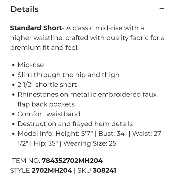 Rock Revival "Fay" Mid Rise Stretch Cutoff Short Blue Denim | Women's Size 24 - Picture 13 of 14